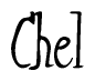 The image is of the word Chel stylized in a cursive script.