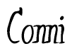 The image contains the word 'Conni' written in a cursive, stylized font.