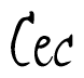 The image is a stylized text or script that reads 'Cec' in a cursive or calligraphic font.