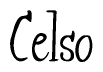 The image is of the word Celso stylized in a cursive script.