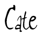 The image is a stylized text or script that reads 'Cate' in a cursive or calligraphic font.