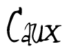 The image contains the word 'Caux' written in a cursive, stylized font.
