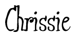 The image is a stylized text or script that reads 'Chrissie' in a cursive or calligraphic font.
