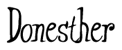 The image is of the word Donesther stylized in a cursive script.