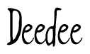 The image is of the word Deedee stylized in a cursive script.