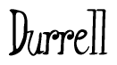 The image contains the word 'Durrell' written in a cursive, stylized font.