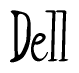 The image is a stylized text or script that reads 'Dell' in a cursive or calligraphic font.