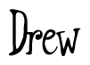 The image contains the word 'Drew' written in a cursive, stylized font.