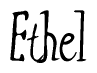 The image contains the word 'Ethel' written in a cursive, stylized font.