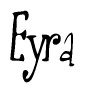 The image contains the word 'Eyra' written in a cursive, stylized font.