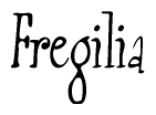 The image is a stylized text or script that reads 'Fregilia' in a cursive or calligraphic font.