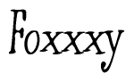 The image contains the word 'Foxxxy' written in a cursive, stylized font.