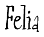 The image is of the word Felia stylized in a cursive script.
