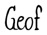 The image is of the word Geof stylized in a cursive script.