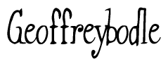 The image contains the word 'Geoffreybodle' written in a cursive, stylized font.