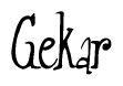 The image contains the word 'Gekar' written in a cursive, stylized font.