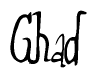 The image is of the word Ghad stylized in a cursive script.