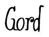 The image contains the word 'Gord' written in a cursive, stylized font.