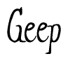 The image contains the word 'Geep' written in a cursive, stylized font.