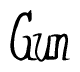 The image is a stylized text or script that reads 'Gun' in a cursive or calligraphic font.