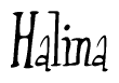 The image contains the word 'Halina' written in a cursive, stylized font.