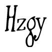 The image contains the word 'Hzgy' written in a cursive, stylized font.