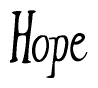 The image is of the word Hope stylized in a cursive script.