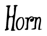 The image contains the word 'Horn' written in a cursive, stylized font.