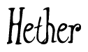 The image is a stylized text or script that reads 'Hether' in a cursive or calligraphic font.