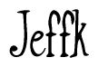 The image is of the word Jeffk stylized in a cursive script.