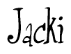The image contains the word 'Jacki' written in a cursive, stylized font.