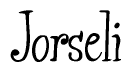 The image is of the word Jorseli stylized in a cursive script.