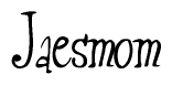The image is of the word Jaesmom stylized in a cursive script.