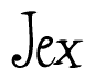 The image contains the word 'Jex' written in a cursive, stylized font.