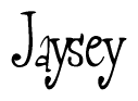 The image contains the word 'Jaysey' written in a cursive, stylized font.