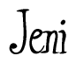 The image contains the word 'Jeni' written in a cursive, stylized font.