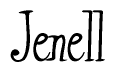 The image is of the word Jenell stylized in a cursive script.