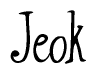 The image is of the word Jeok stylized in a cursive script.