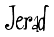 The image is of the word Jerad stylized in a cursive script.