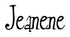   The image is of the word Jeanene stylized in a cursive script. 