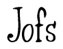 The image is of the word Jofs stylized in a cursive script.