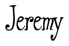 The image is of the word Jeremy stylized in a cursive script.