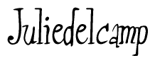 The image contains the word 'Juliedelcamp' written in a cursive, stylized font.
