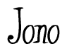 The image contains the word 'Jono' written in a cursive, stylized font.