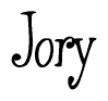 The image contains the word 'Jory' written in a cursive, stylized font.