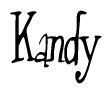 The image is of the word Kandy stylized in a cursive script.