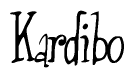 The image is of the word Kardibo stylized in a cursive script.