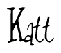 The image is a stylized text or script that reads 'Katt' in a cursive or calligraphic font.