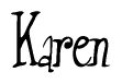 The image is a stylized text or script that reads 'Karen' in a cursive or calligraphic font.