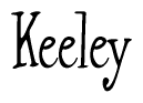  The image is of the word Keeley stylized in a cursive script. 